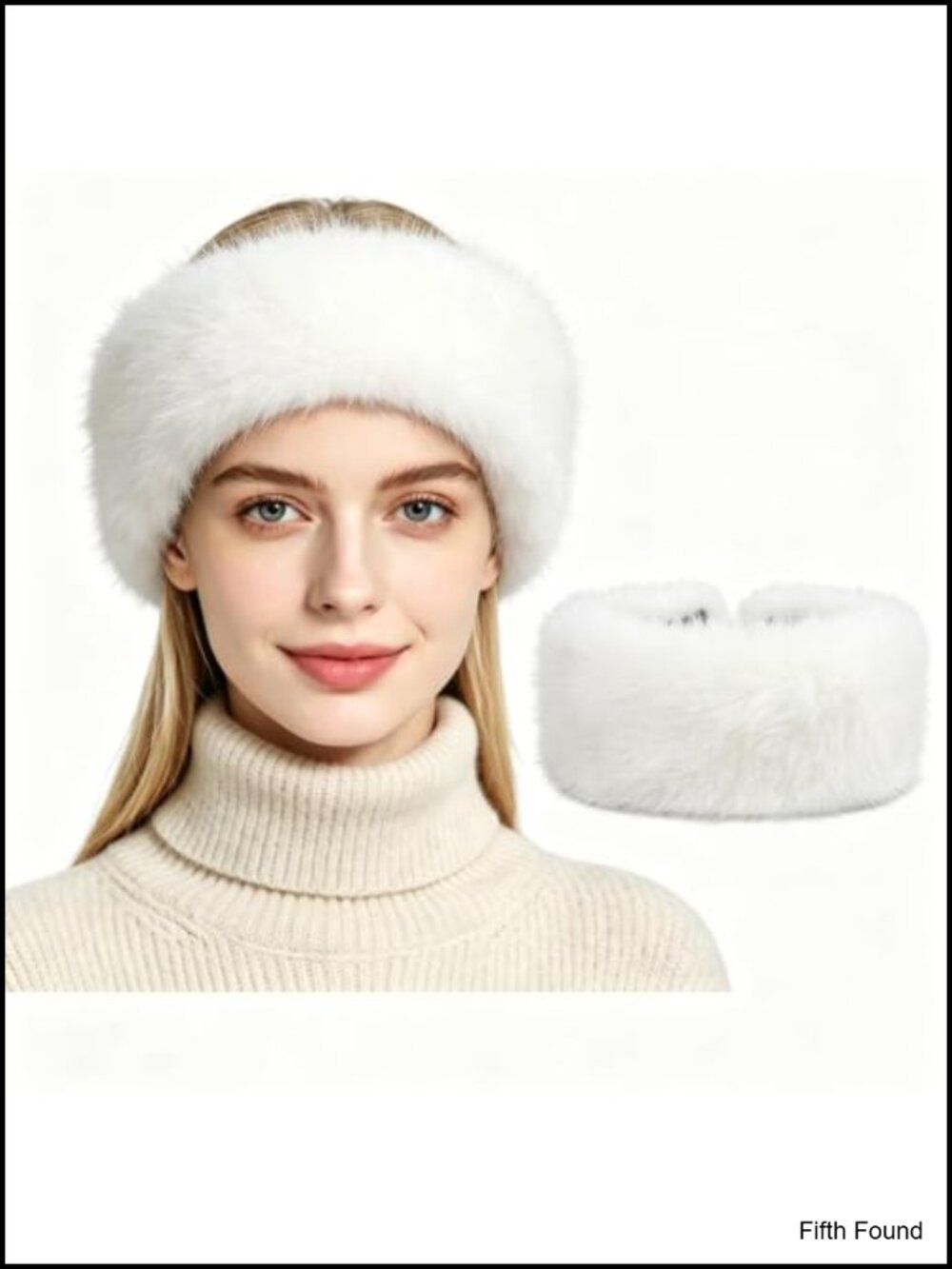 Faux Fox Fur Headband Non-Slip Lining Elastic Open Design Ear Forehead Cover
